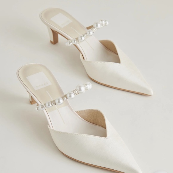 Dolce Vita Shoes - Dolce Vita Pearl-Strap Pointed Mule - Cream